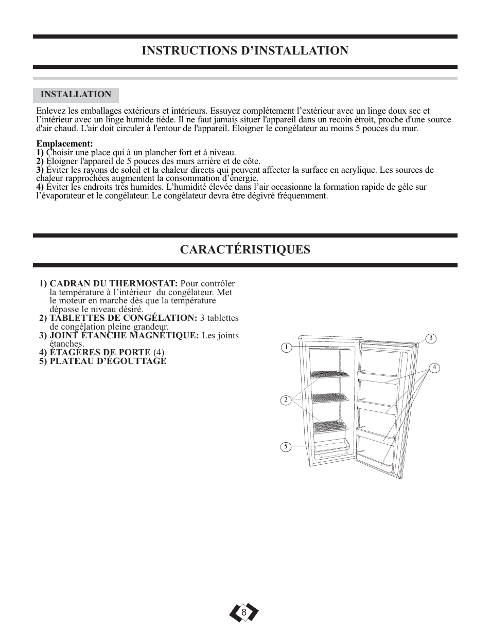 Caractéristiques, Instructions d’installation | Danby DUFM085A2WDD1 User Manual | Page 10 / 23