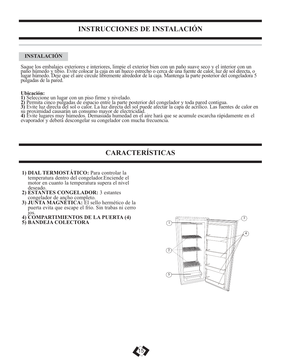 Características, Instrucciones de instalación | Danby DUFM085A2WDD1 User Manual | Page 17 / 23