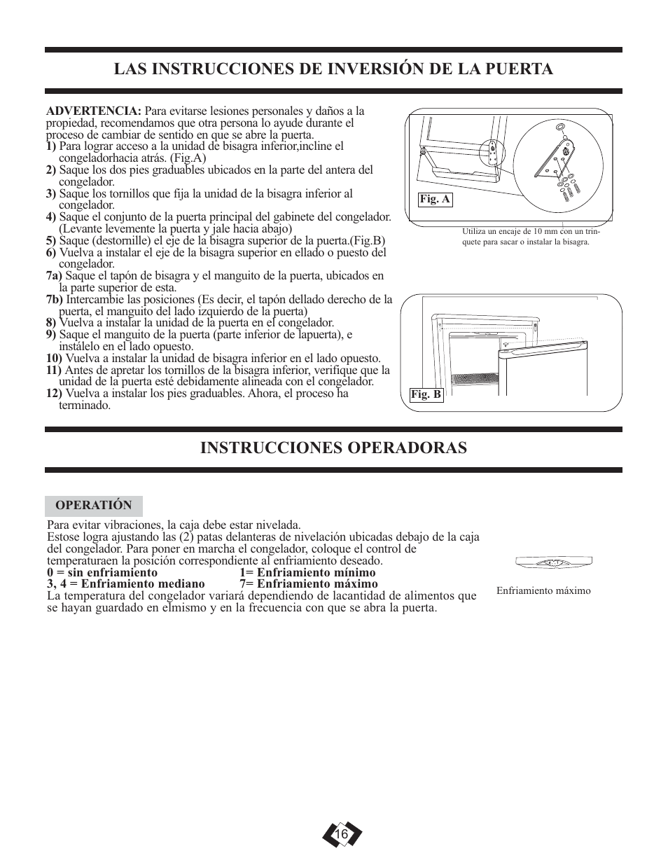Las instrucciones de inversión de la puerta, Instrucciones operadoras | Danby DUFM085A2WDD1 User Manual | Page 18 / 23