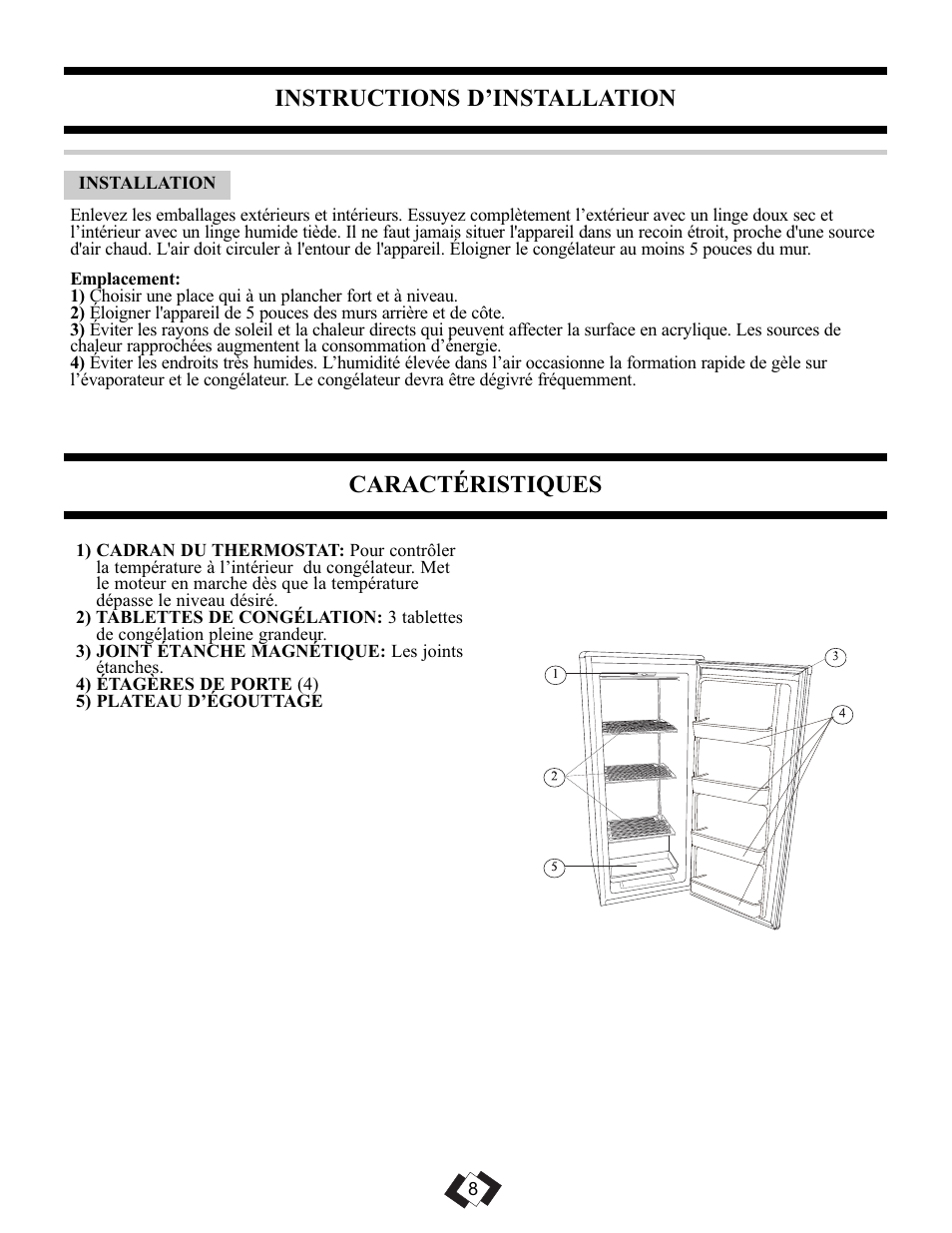 Caractéristiques, Instructions d’installation | Danby DUFM085A2WP1 User Manual | Page 10 / 23