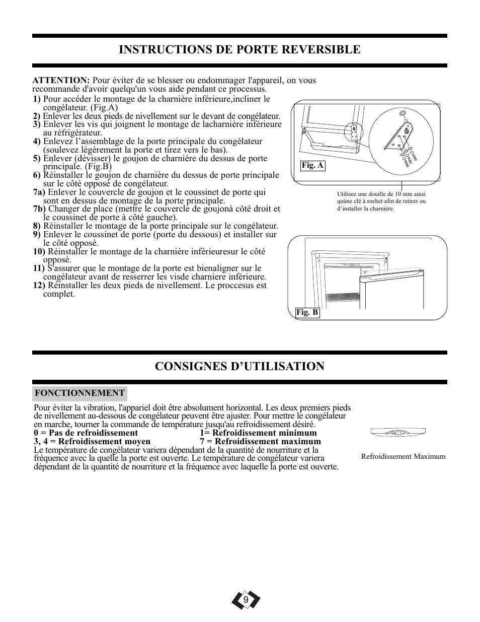 Instructions de porte reversible, Consignes d’utilisation | Danby DUFM085A2WP1 User Manual | Page 11 / 23