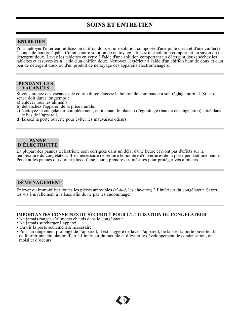 Soins et entretien | Danby DUFM085A2WP1 User Manual | Page 13 / 23