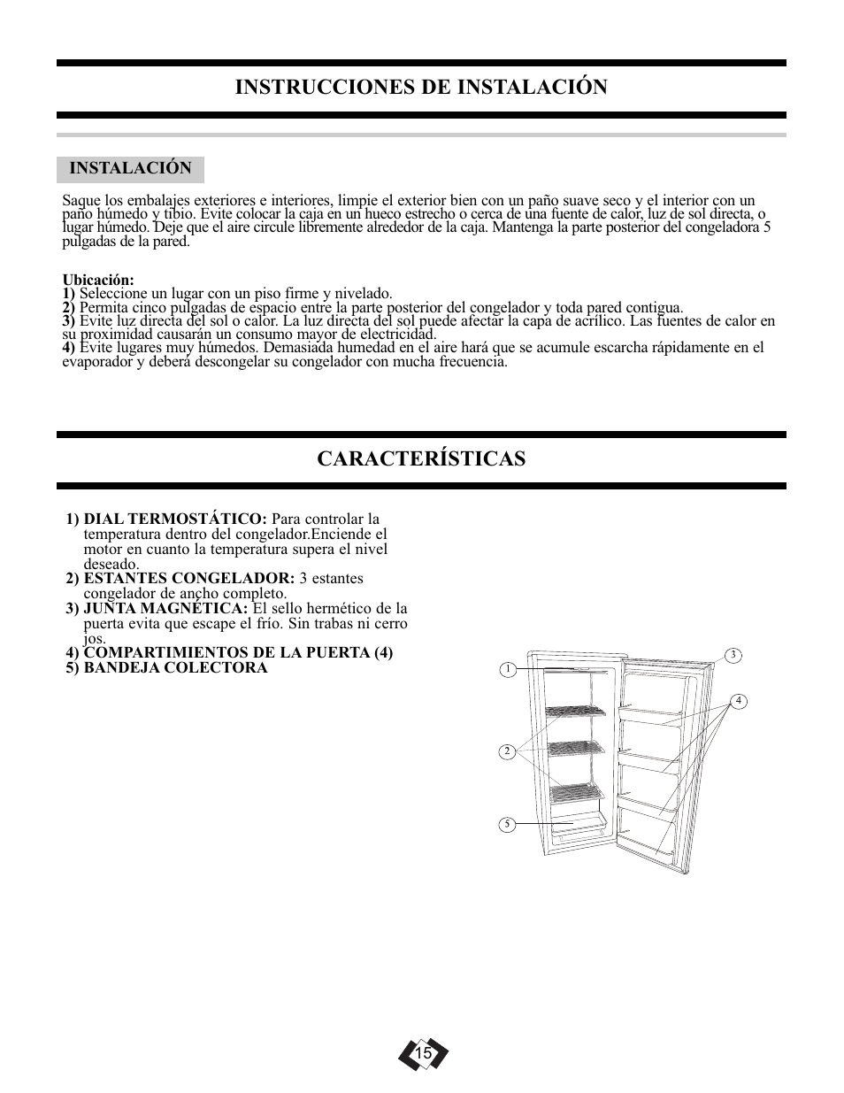 Características, Instrucciones de instalación | Danby DUFM085A2WP1 User Manual | Page 17 / 23