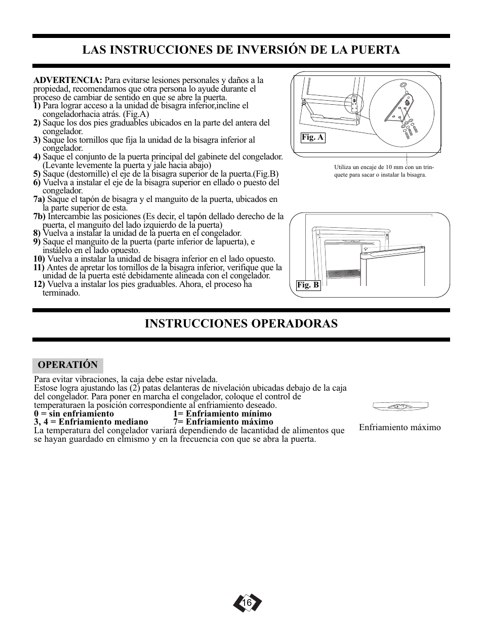 Las instrucciones de inversión de la puerta, Instrucciones operadoras | Danby DUFM085A2WP1 User Manual | Page 18 / 23