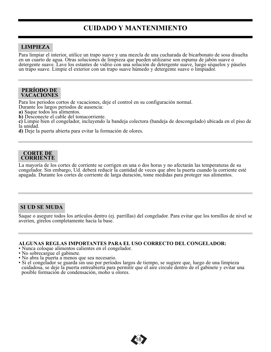 Cuidado y mantenimiento | Danby DUFM085A2WP1 User Manual | Page 20 / 23