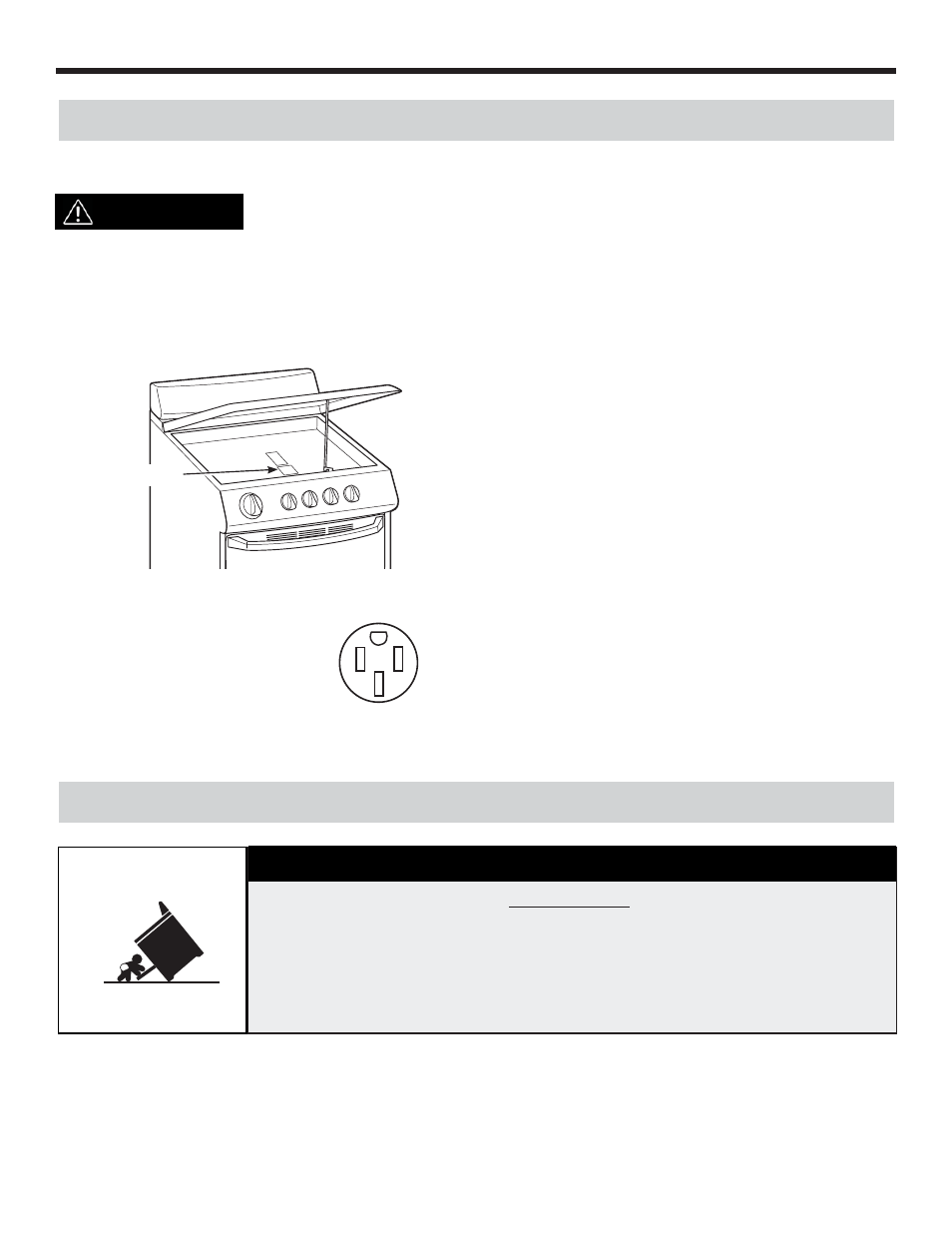 Installation instructions, Warning, Electrical connections caution | Anti-tip bracket installation instructions, Electrical requirements | Danby DER241WC User Manual | Page 21 / 77