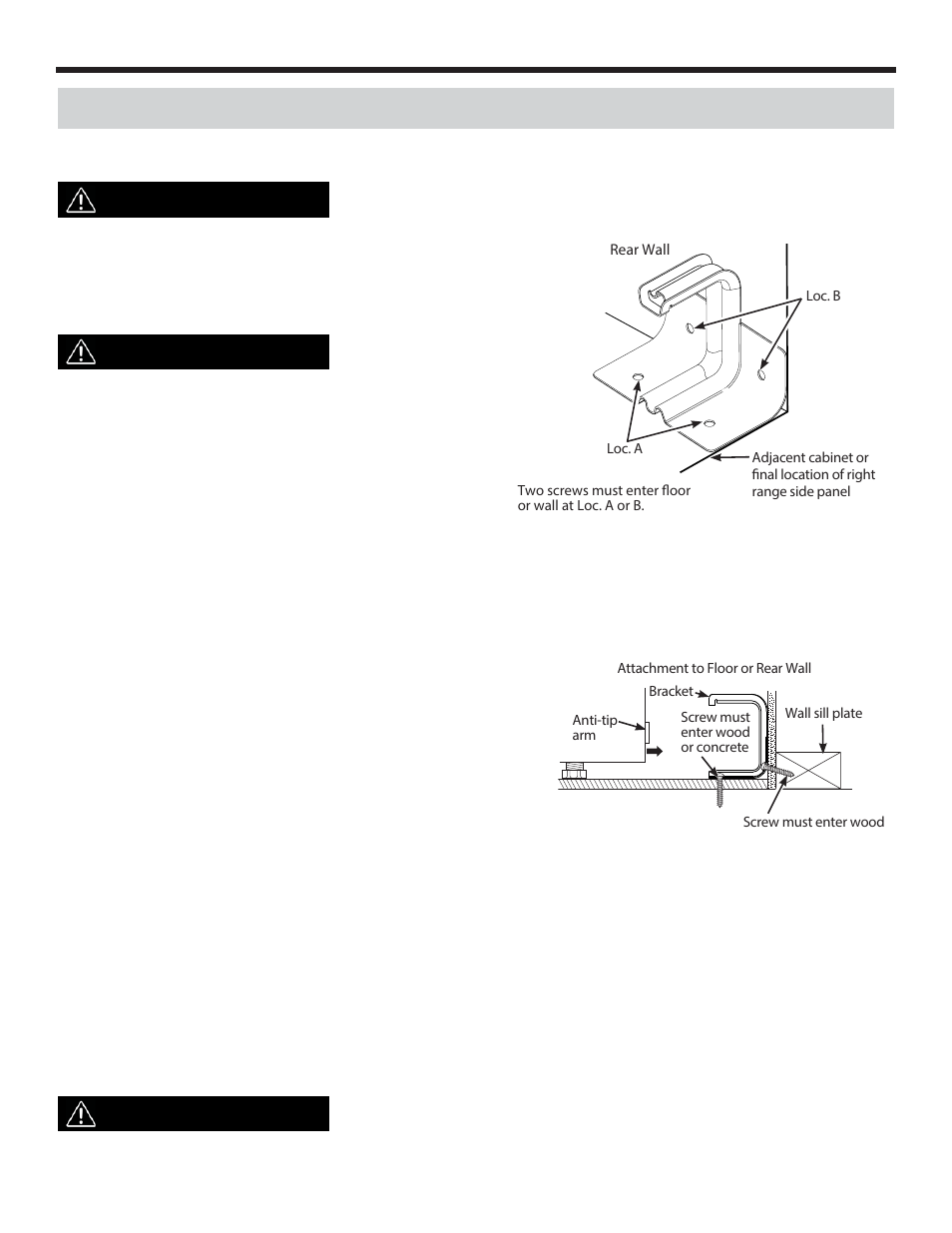 Installation instructions, Important, Step 1 locate the bracket | Cstep 2 secure the bracket, Step 3 check the bracket | Danby DER241WC User Manual | Page 22 / 77