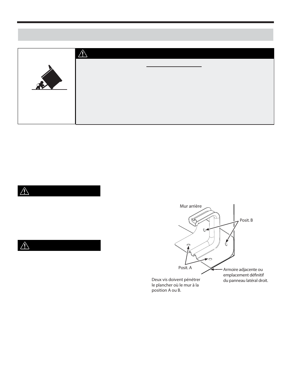 Instructions d’installation, Avertissement, Important | Étape 1 – déterminez l’emplacement du support | Danby DER241WC User Manual | Page 48 / 77