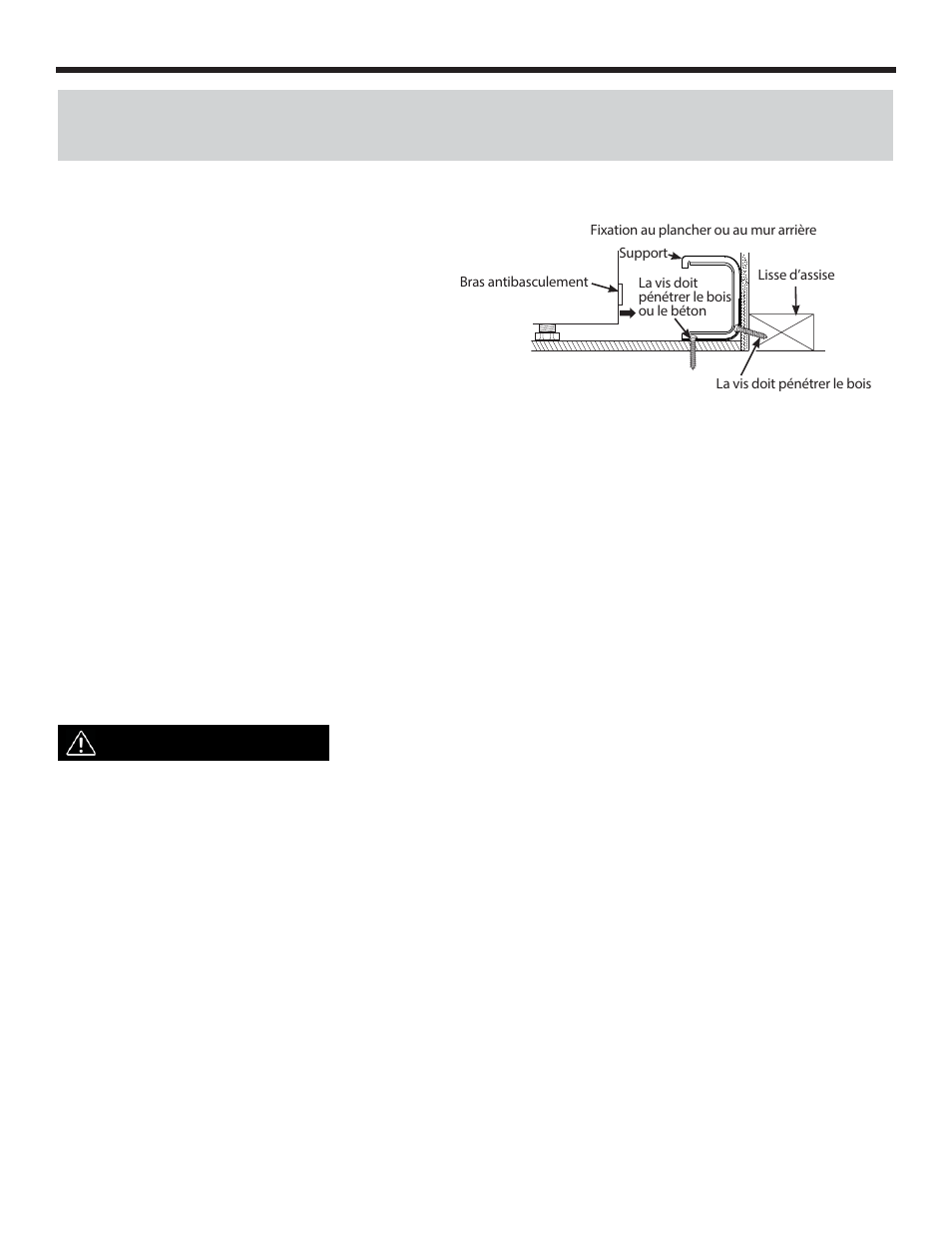 Instructions d’installation, Important, Étape 2 – fixez le support | Étape 3 – vérifiez le support | Danby DER241WC User Manual | Page 49 / 77