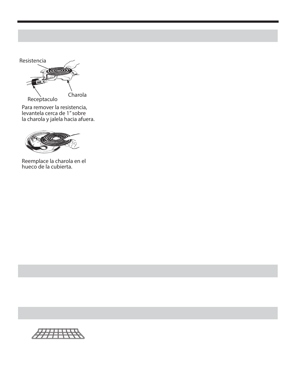 Cuidado y mantenimiento, Quemadores superiores y charolas, Cubierta porcelanizada | Parrillas de horno | Danby DER241WC User Manual | Page 66 / 77