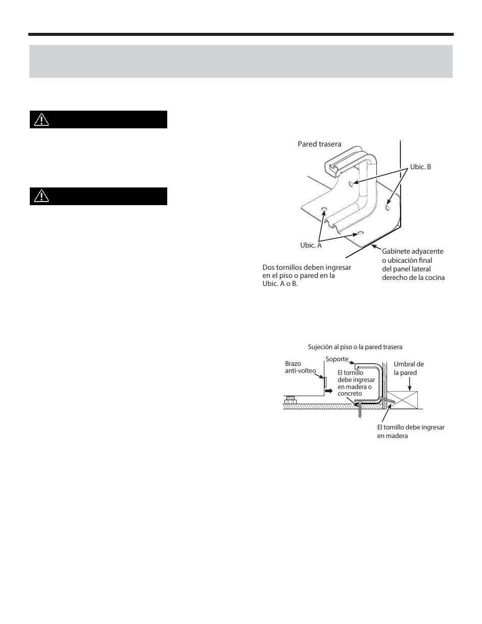 Instrucciones de instalación, Importante, Paso 1 ubique el soporte | Cpaso 2 sujete el soporte, Paso 3 verifique el soporte | Danby DER241WC User Manual | Page 73 / 77