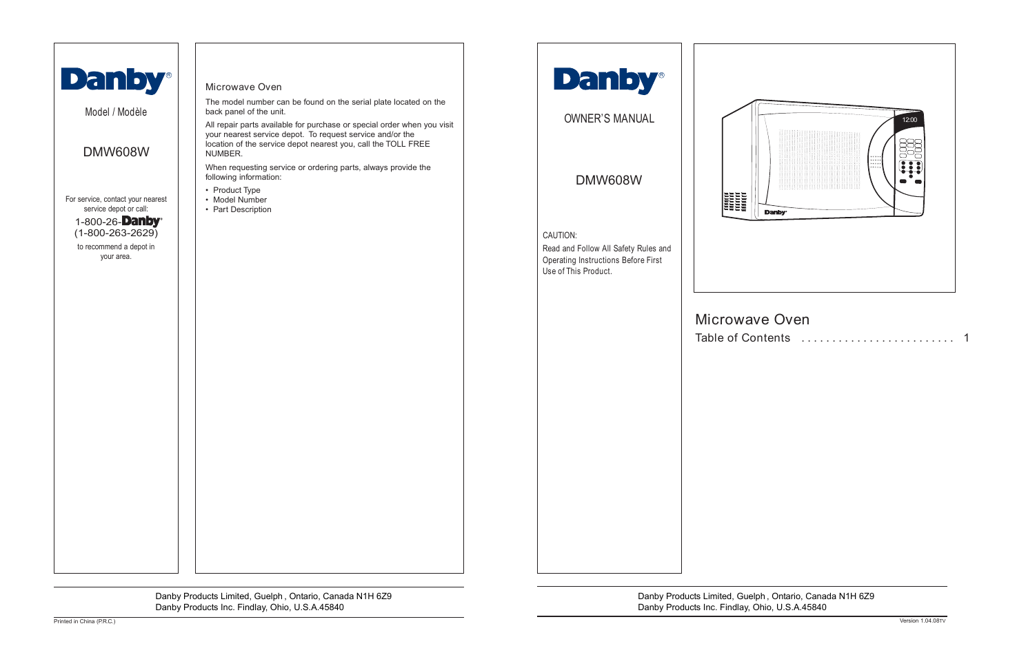 Danby DMW608BL User Manual | 16 pages