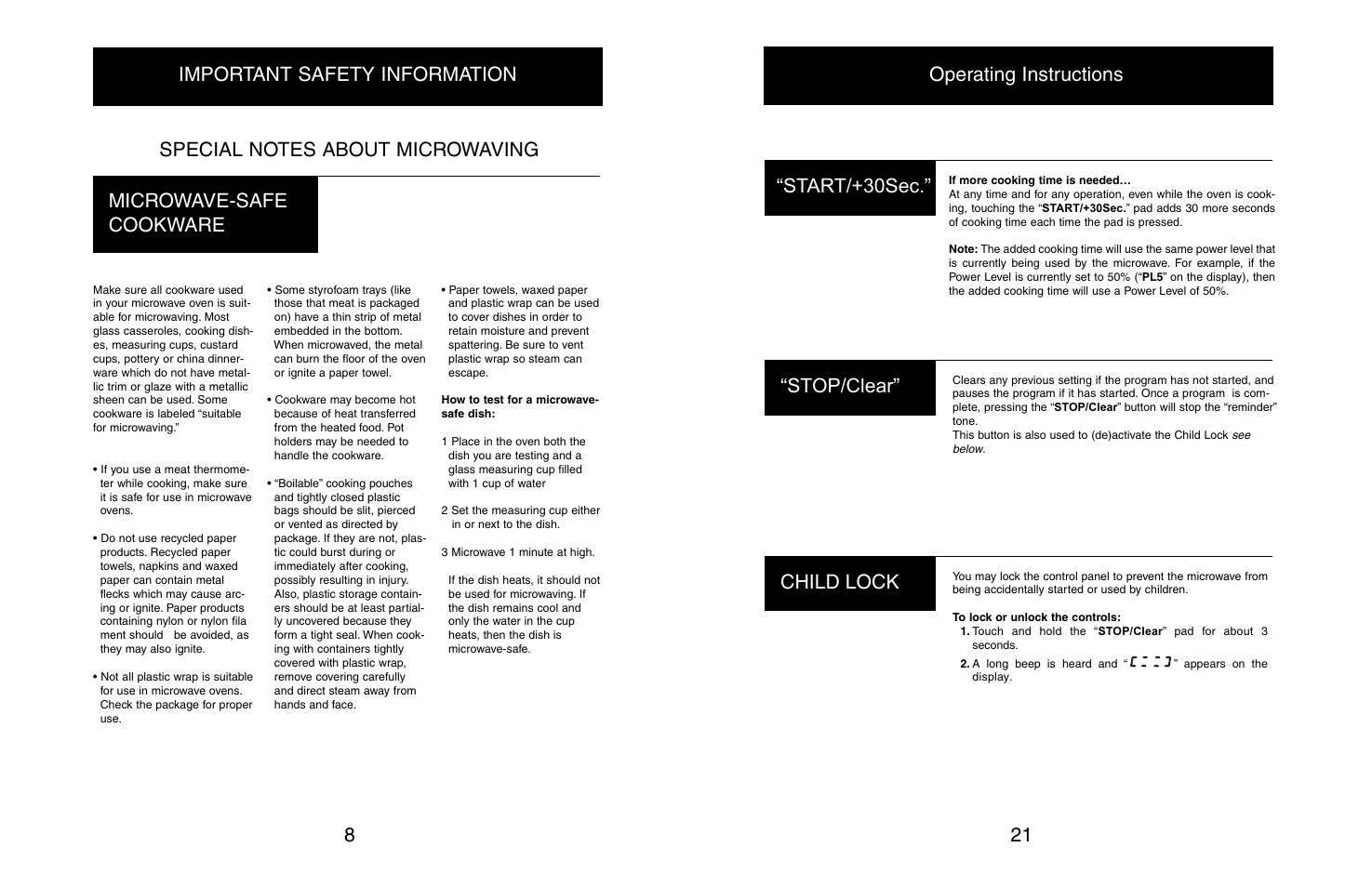 Stop/clear | Danby DMW608BL User Manual | Page 10 / 16