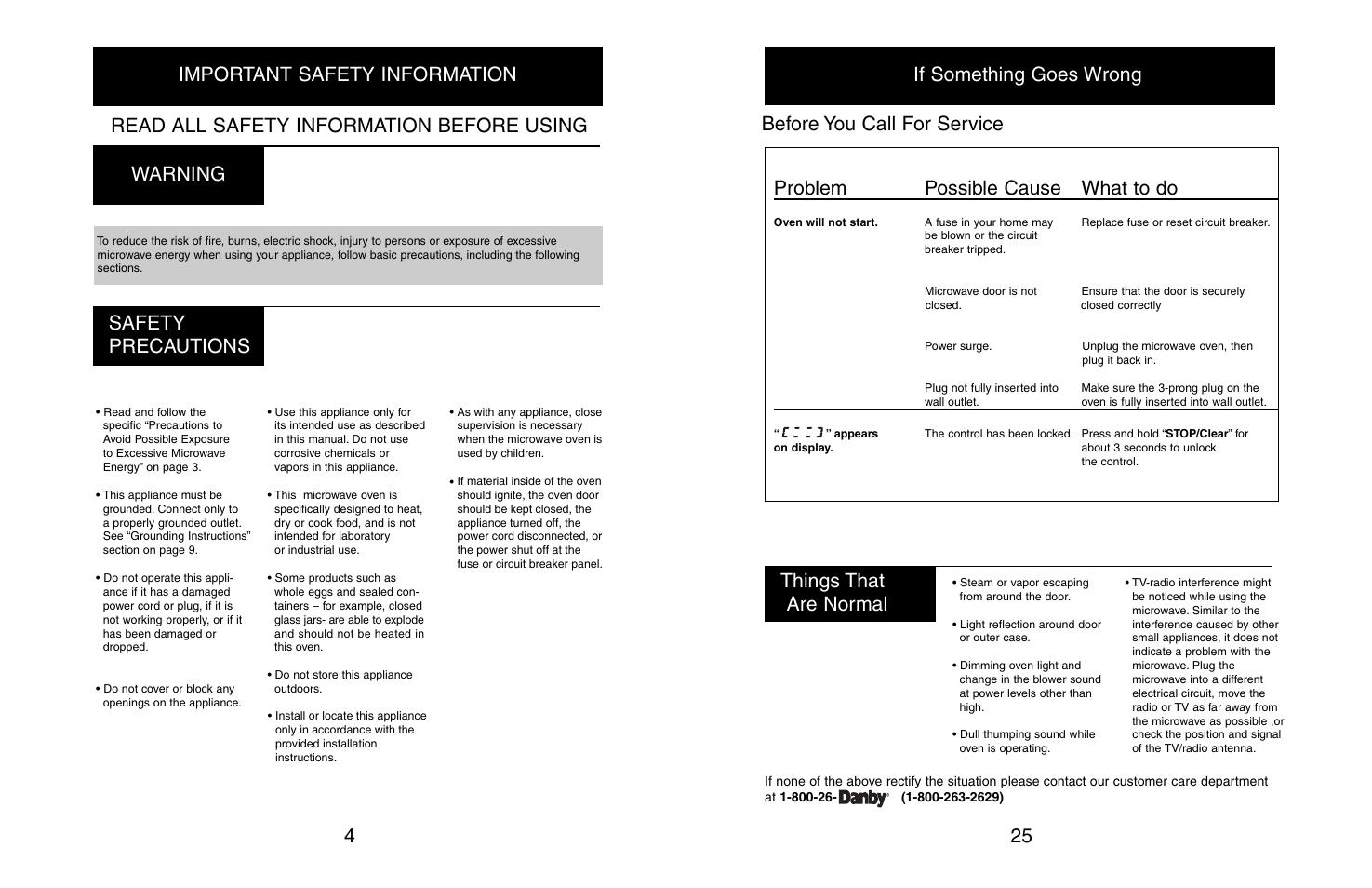 Before you call for service, Things that are normal | Danby DMW608BL User Manual | Page 6 / 16