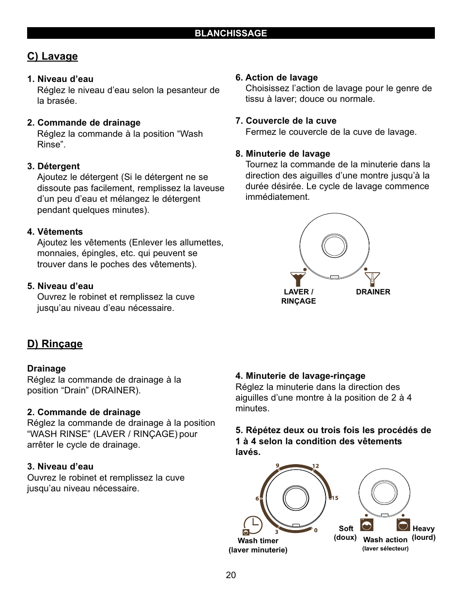 C) lavage, D) rinçage | Danby DTT100A1WDB User Manual | Page 21 / 38