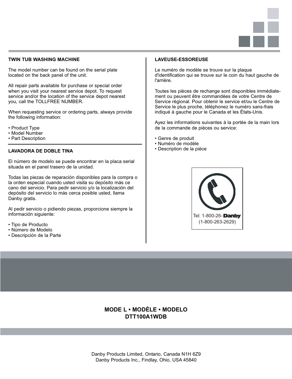 Danby DTT100A1WDB User Manual | Page 38 / 38