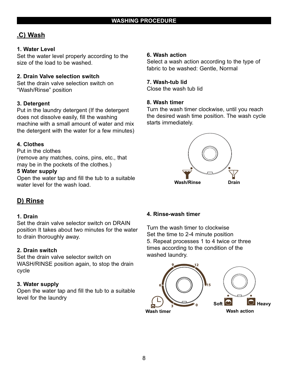 C) wash, D) rinse | Danby DTT100A1WDB User Manual | Page 9 / 38