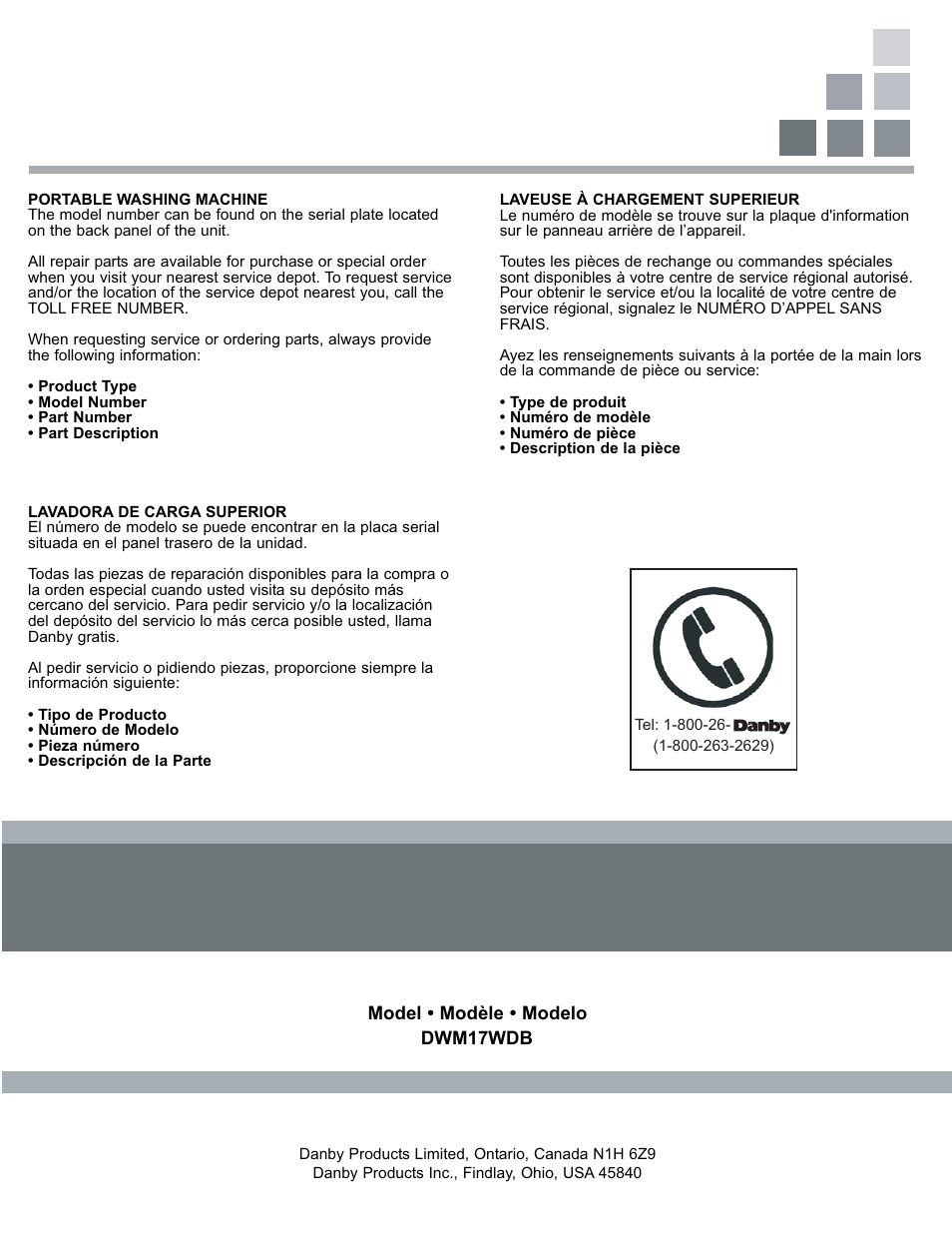 Danby DWM17WDB User Manual | Page 43 / 43