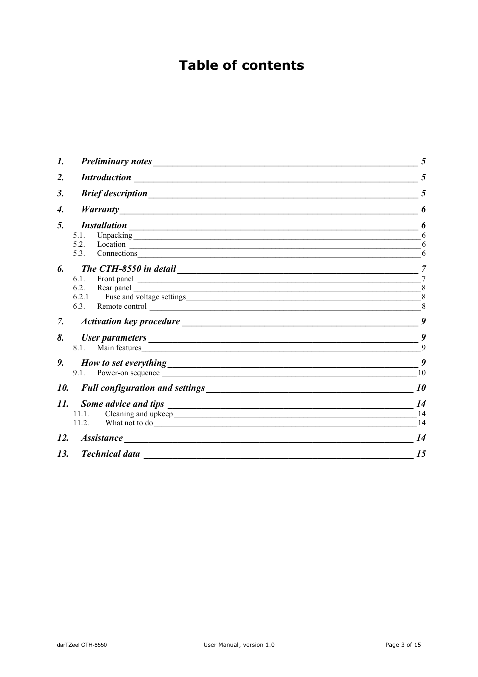 darTZeel Audio CTH-8550 User Manual | Page 3 / 15