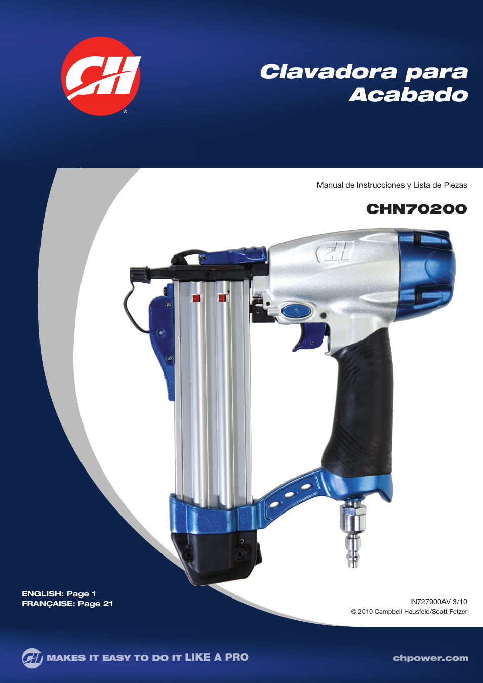 Clavadora para acabado | Campbell Hausfeld IN727900AV User Manual | Page 41 / 60