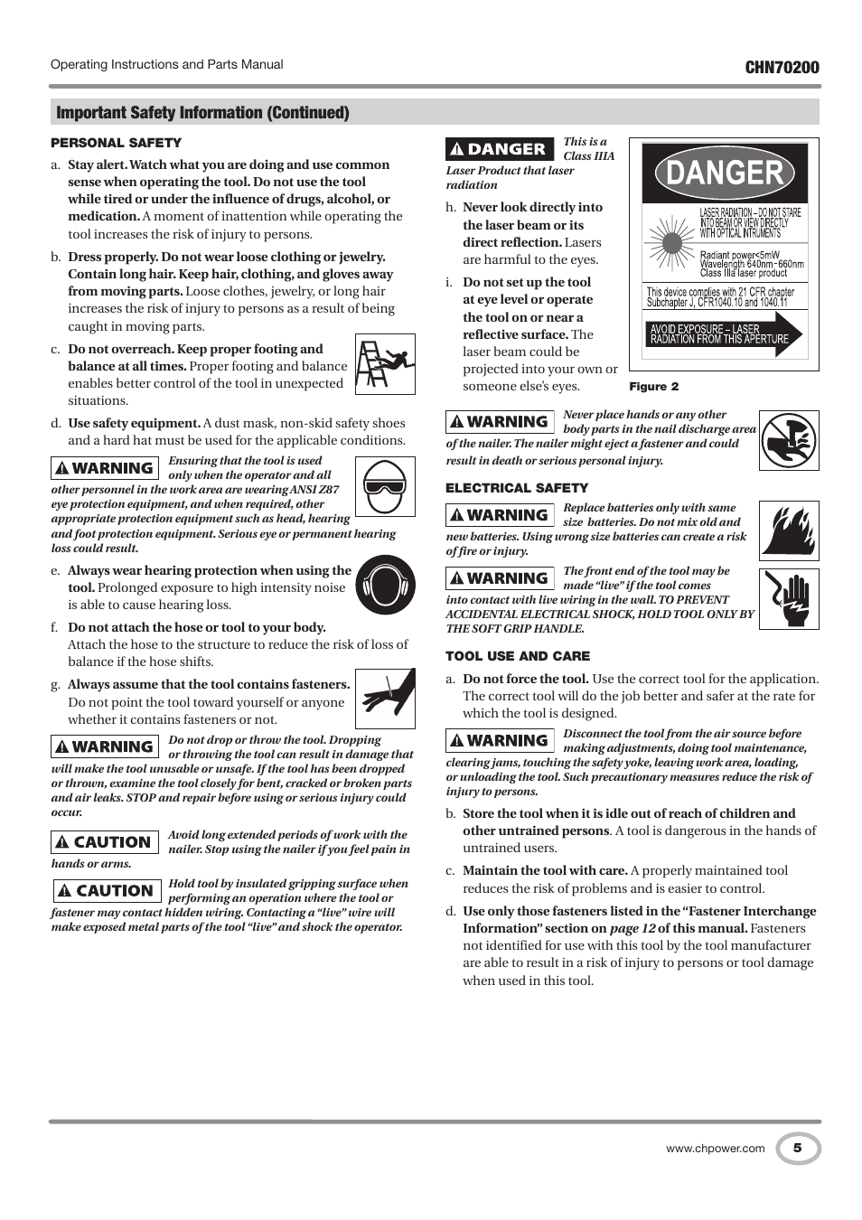 Important safety information (continued) | Campbell Hausfeld IN727900AV User Manual | Page 5 / 60
