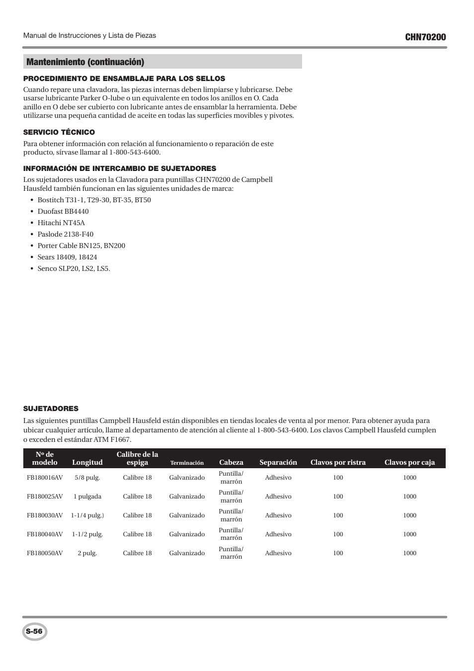 Campbell Hausfeld IN727900AV User Manual | Page 56 / 60