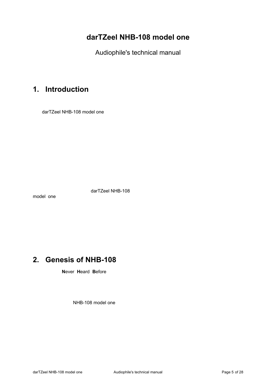 Dartzeel nhb-108 model one, Introduction, Genesis of nhb-108 | Audiophile's technical manual | darTZeel Audio NHB-108 User Manual | Page 5 / 28