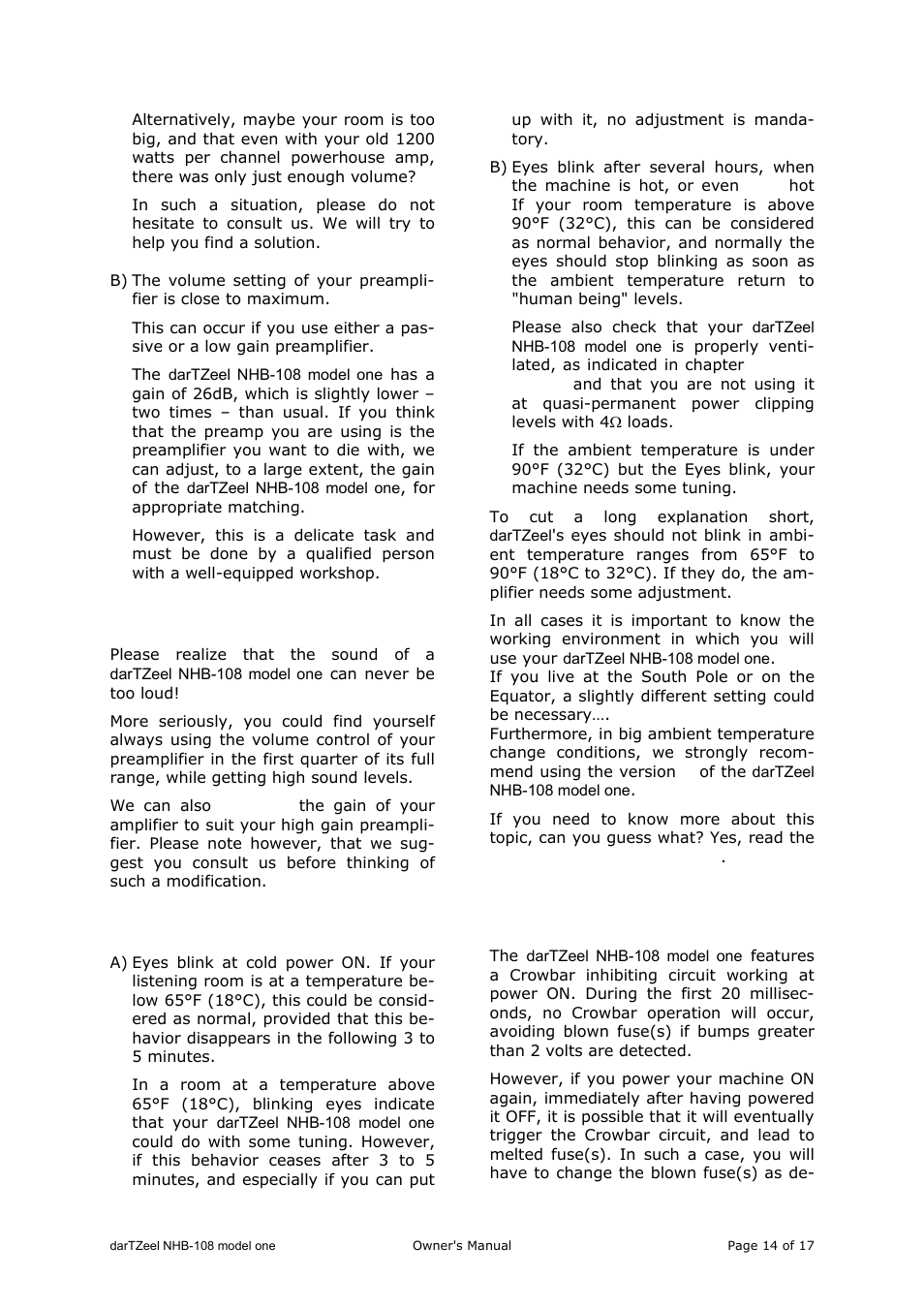 darTZeel Audio NHB-108 A version User Manual | Page 14 / 17