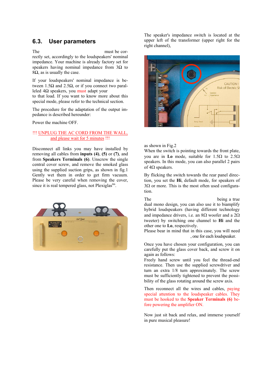 User parameters | darTZeel Audio NHB-108 B version User Manual | Page 10 / 35