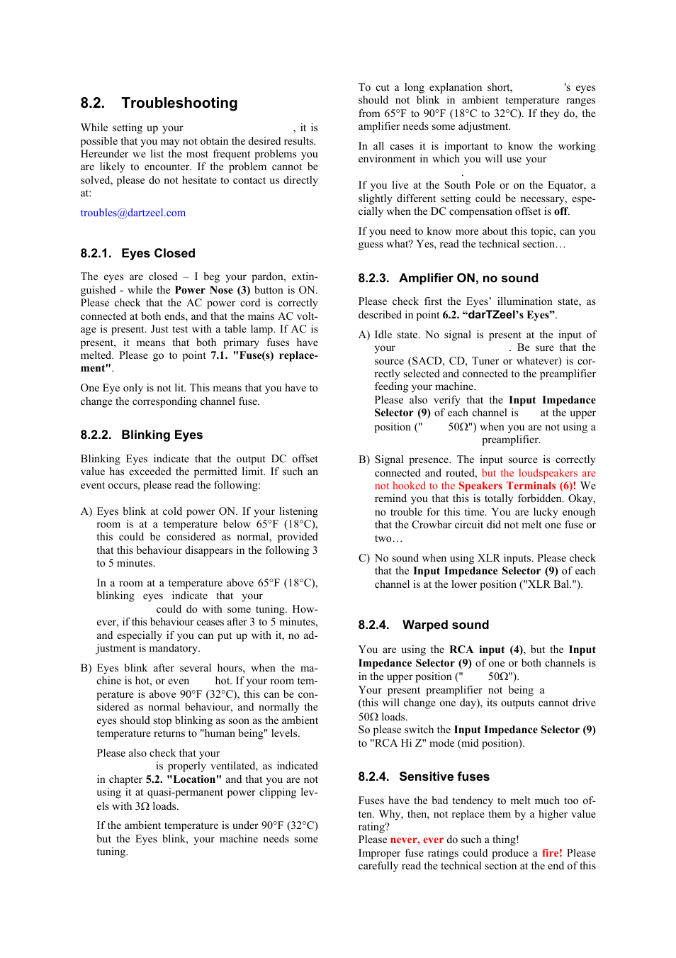 Troubleshooting | darTZeel Audio NHB-108 B version User Manual | Page 14 / 35