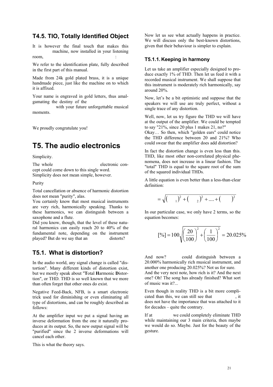 T5. the audio electronics | darTZeel Audio NHB-108 B version User Manual | Page 21 / 35