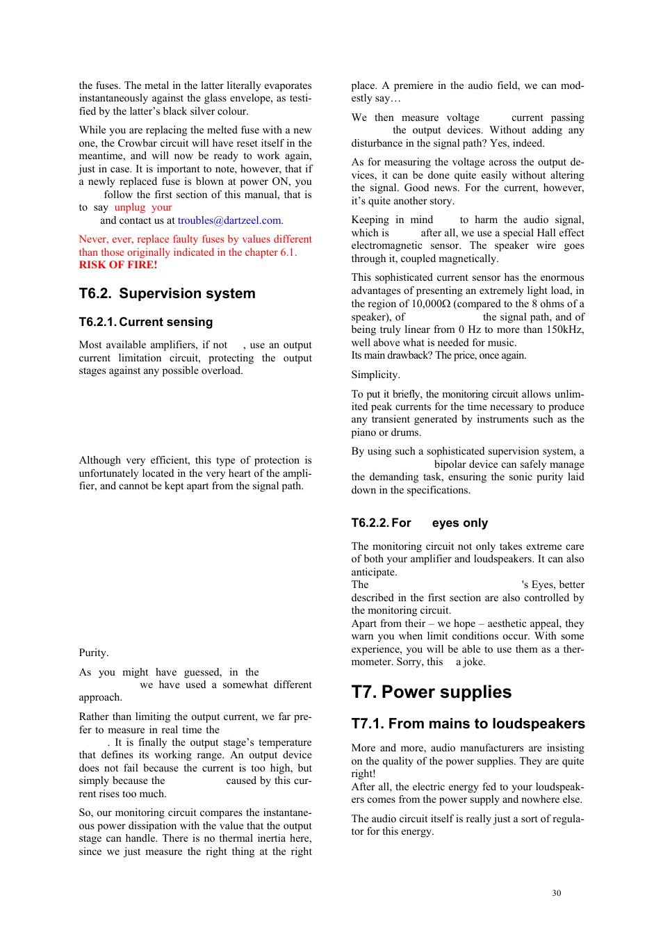 T7. power supplies, T6.2. supervision system, T7.1. from mains to loudspeakers | darTZeel Audio NHB-108 B version User Manual | Page 30 / 35