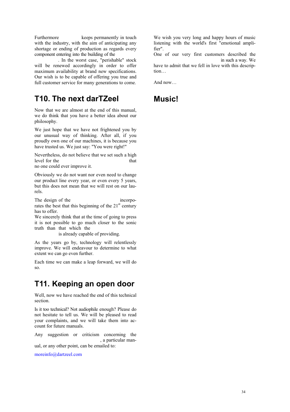 T10. the next dartzeel, T11. keeping an open door, Music | darTZeel Audio NHB-108 B version User Manual | Page 34 / 35