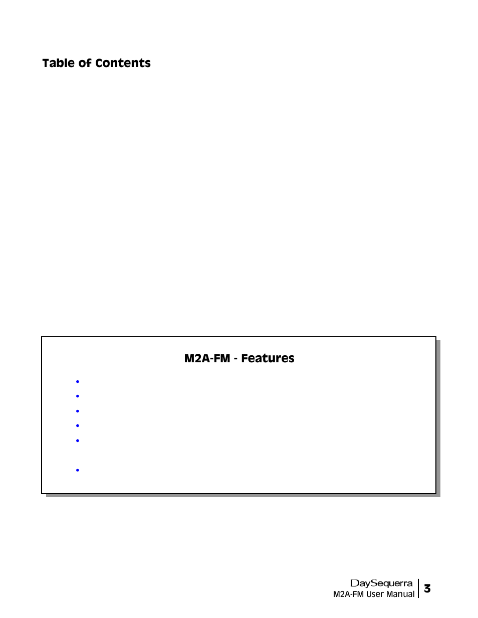 DaySequerra M2A-FM User Manual | Page 3 / 16