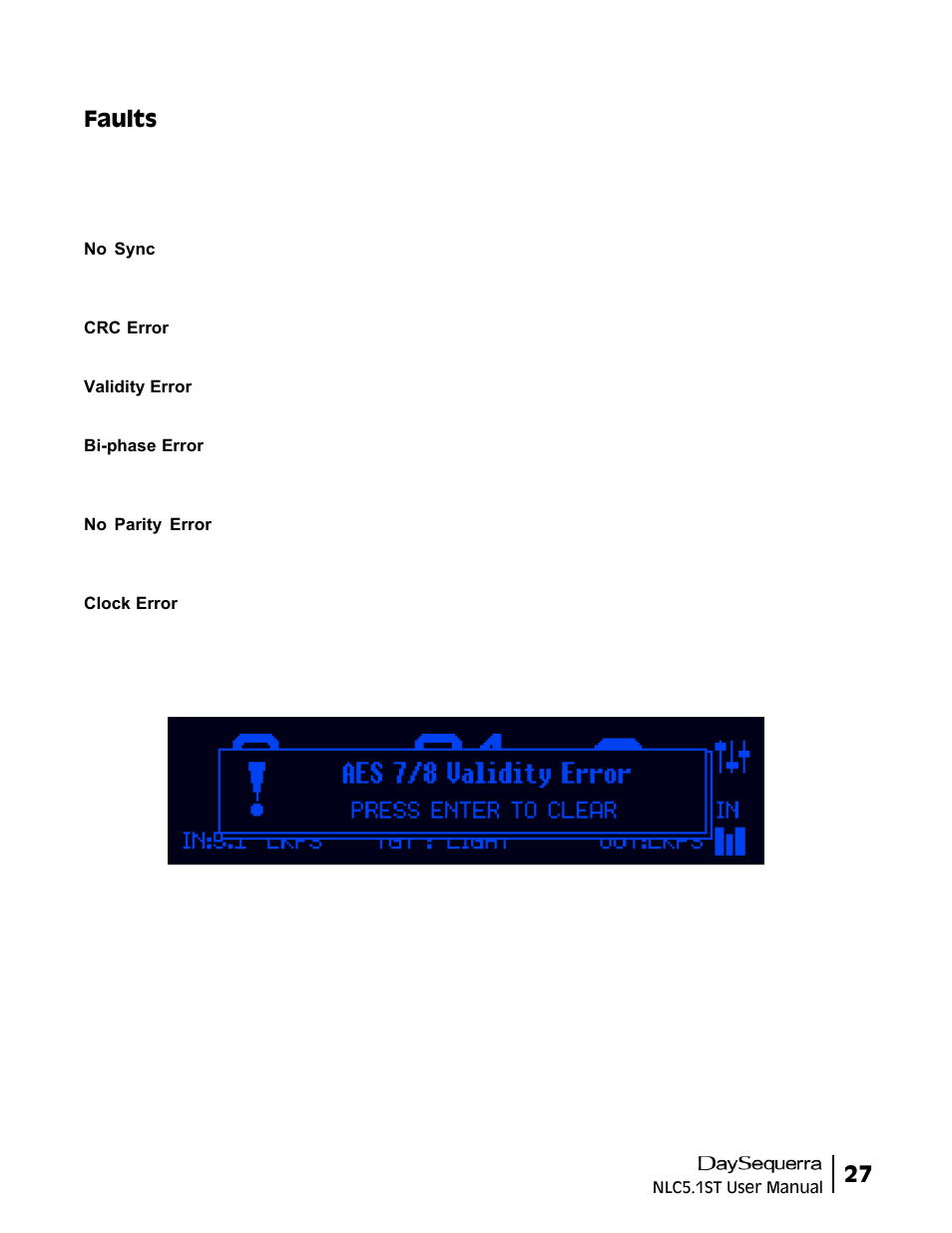 27 faults | DaySequerra NLC5.1ST User Manual | Page 27 / 32