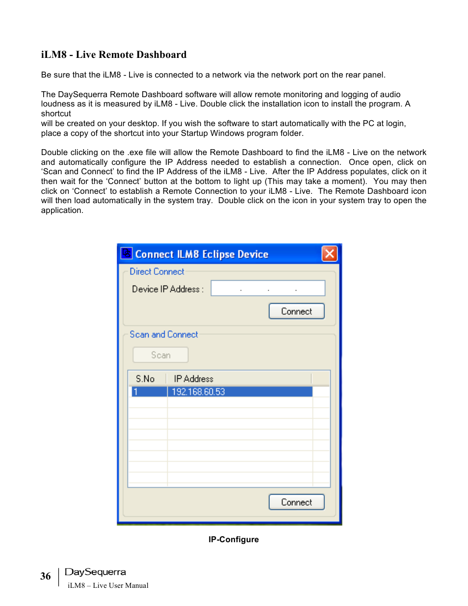 Ilm8 - live remote dashboard | DaySequerra iLM8 Live User Manual | Page 36 / 46