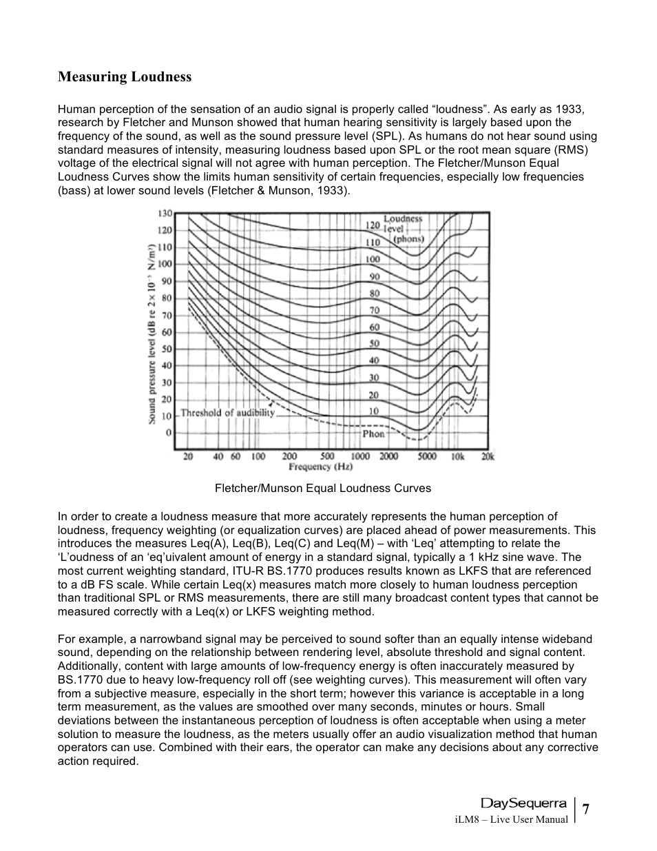 7measuring loudness | DaySequerra iLM8 Live User Manual | Page 7 / 46