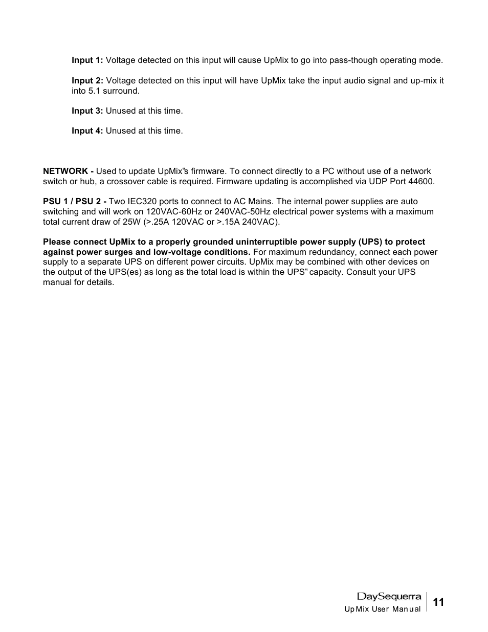 DaySequerra UpMix User Manual | Page 11 / 20