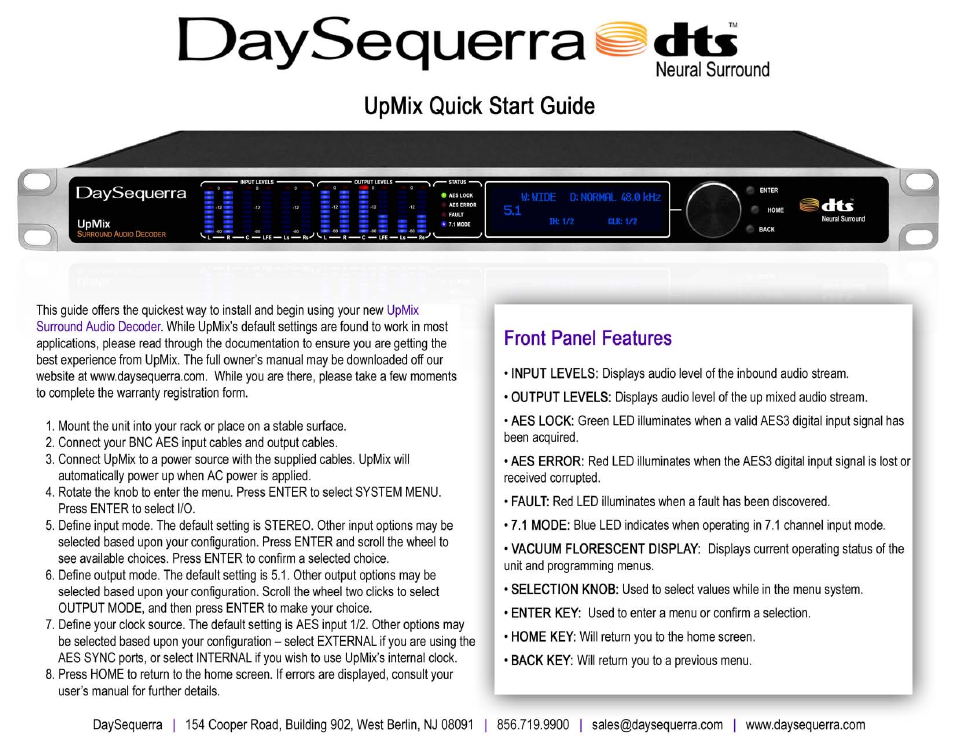 DaySequerra UpMix User Manual | 22 pages