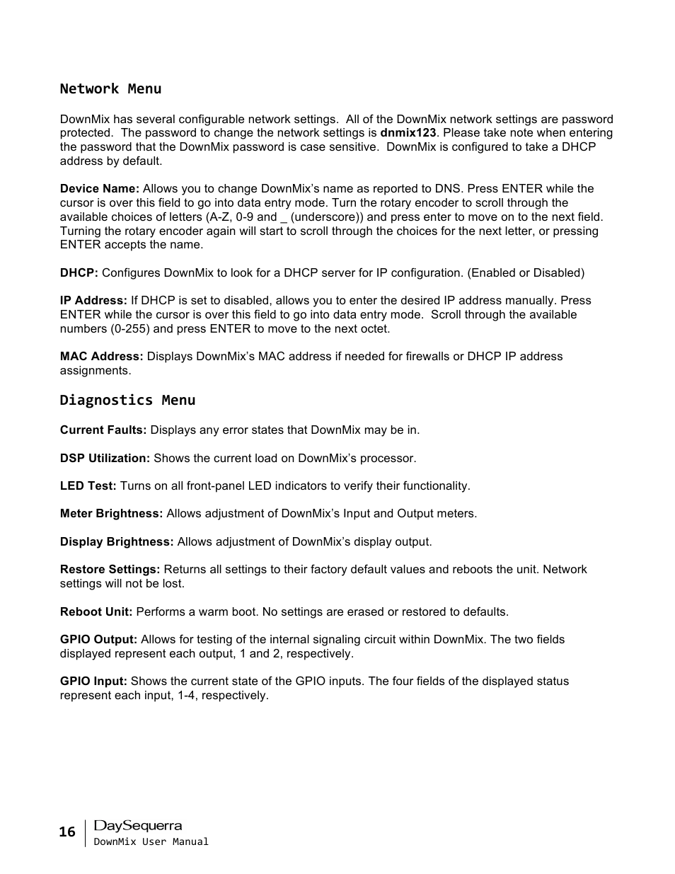 DaySequerra DownMix User Manual | Page 16 / 20