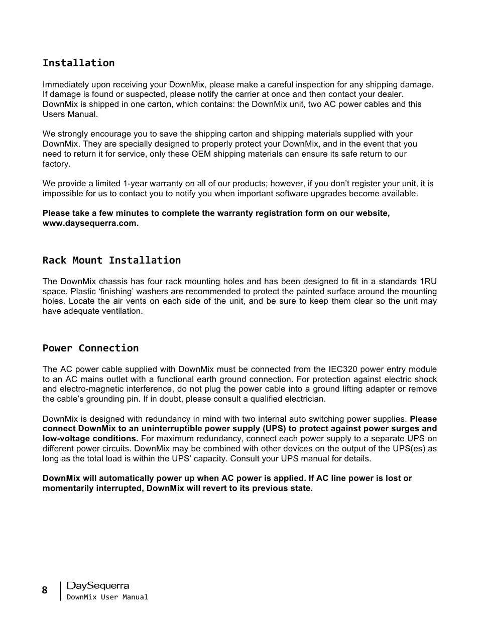 DaySequerra DownMix User Manual | Page 8 / 20