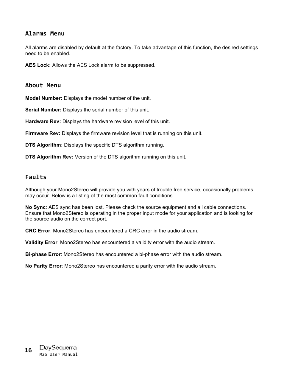 DaySequerra Mono2Stereo User Manual | Page 16 / 20