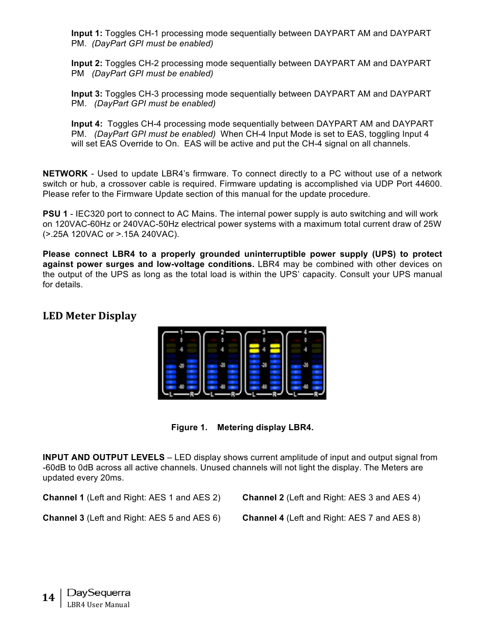 Led meter display | DaySequerra Eclipse LBR4 User Manual | Page 14 / 27