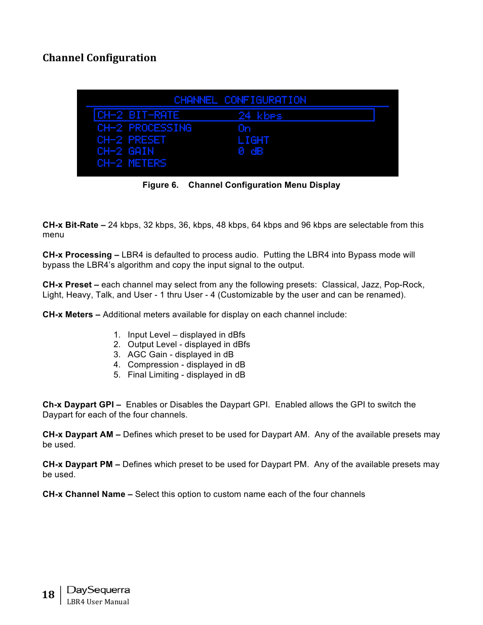 Channel configuration | DaySequerra Eclipse LBR4 User Manual | Page 18 / 27