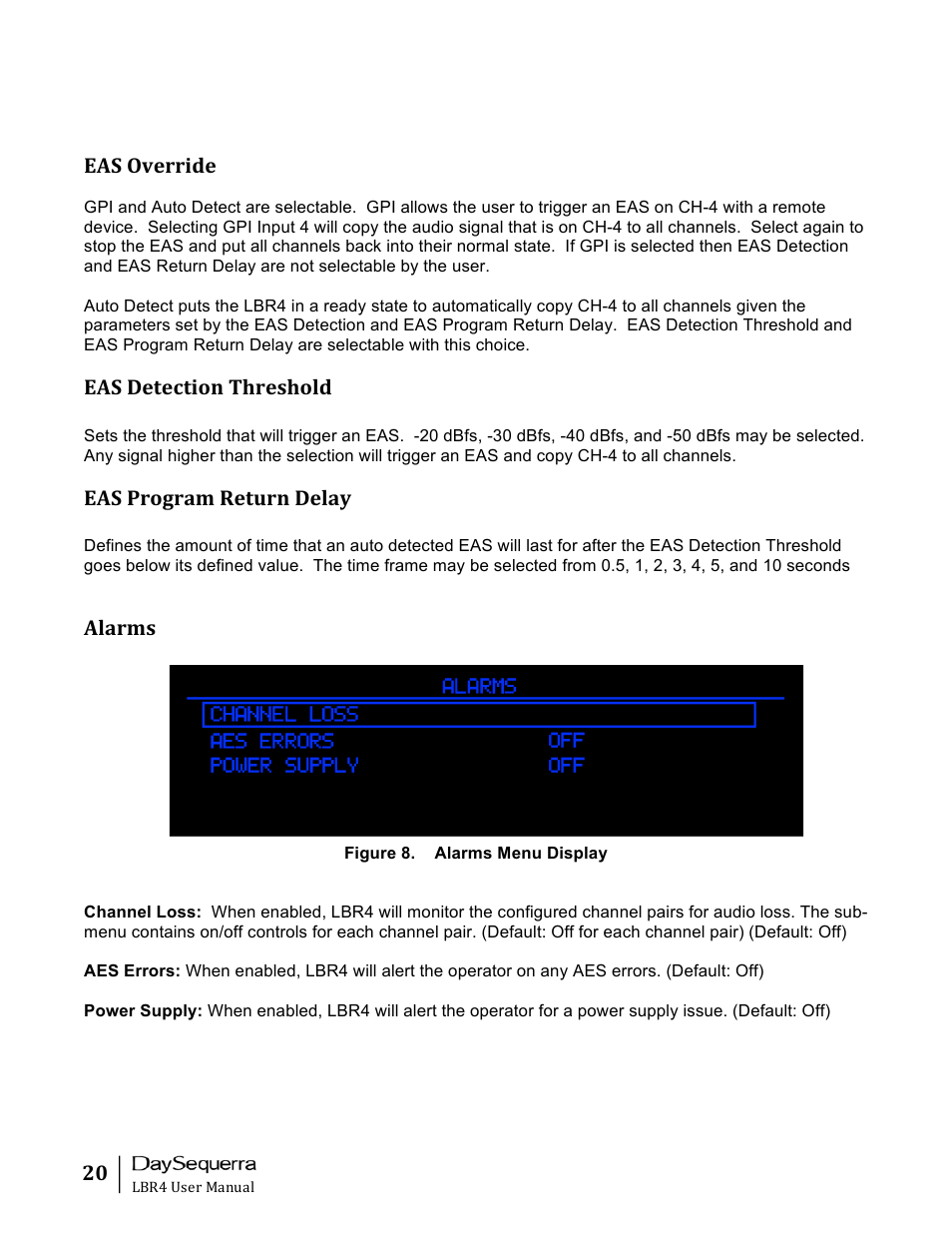 DaySequerra Eclipse LBR4 User Manual | Page 20 / 27