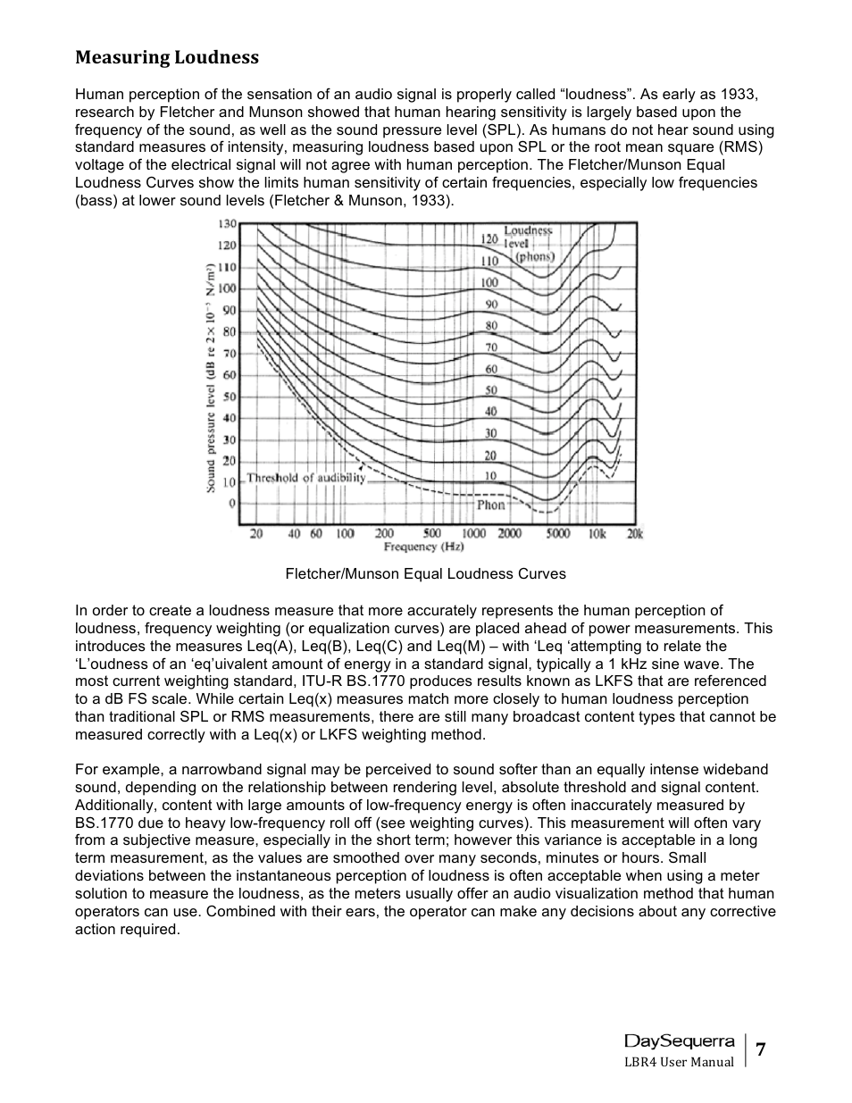 7 measuring loudness | DaySequerra Eclipse LBR4 User Manual | Page 7 / 27