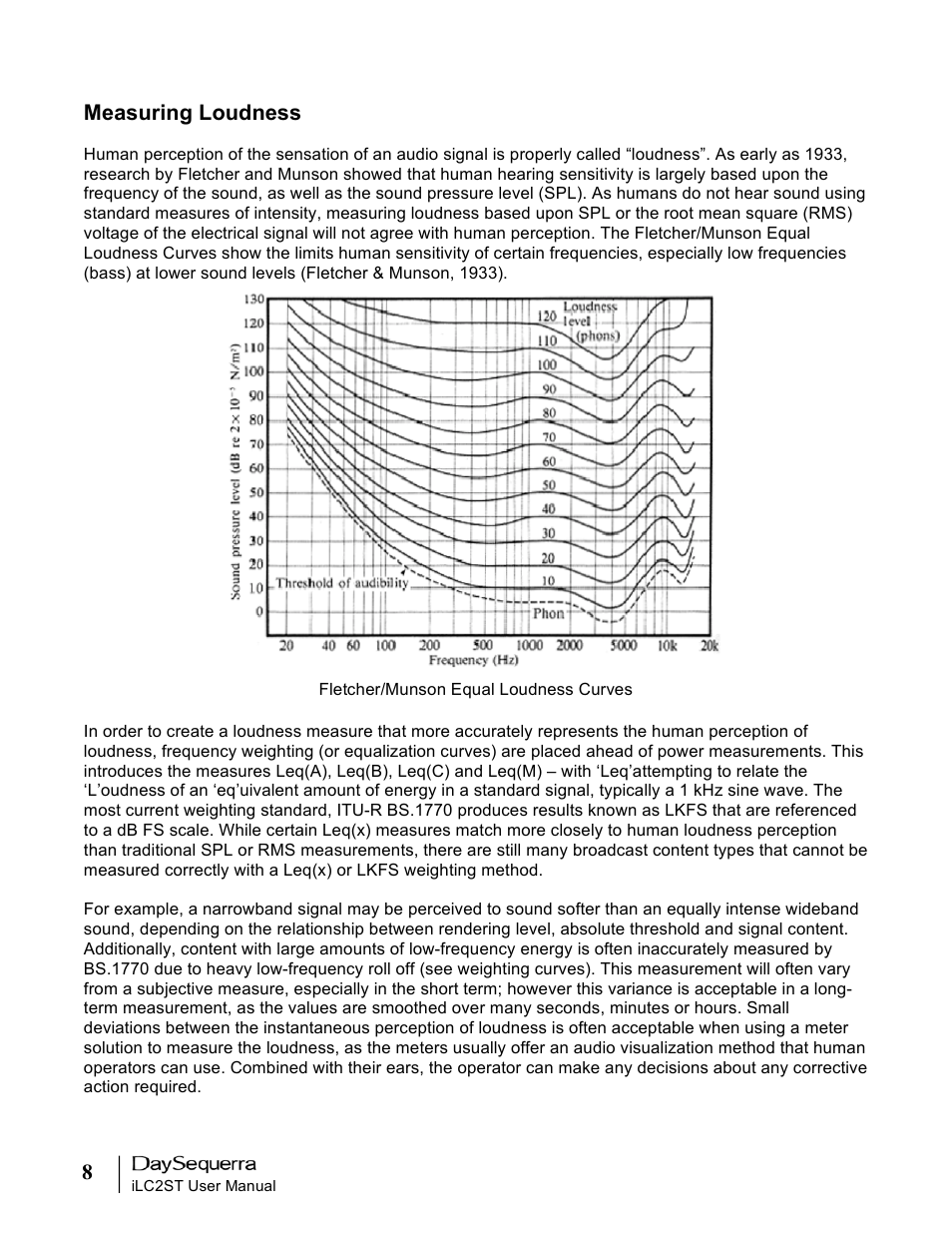 Measuring loudness | DaySequerra iLC2ST User Manual | Page 8 / 41