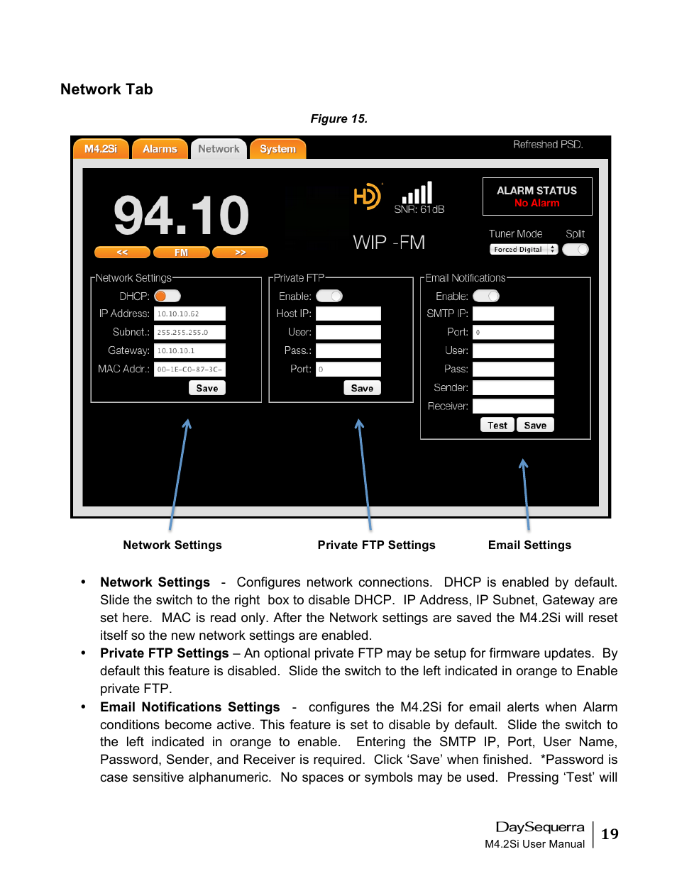 Network tab | DaySequerra M4.2Si AM-FM User Manual | Page 19 / 23