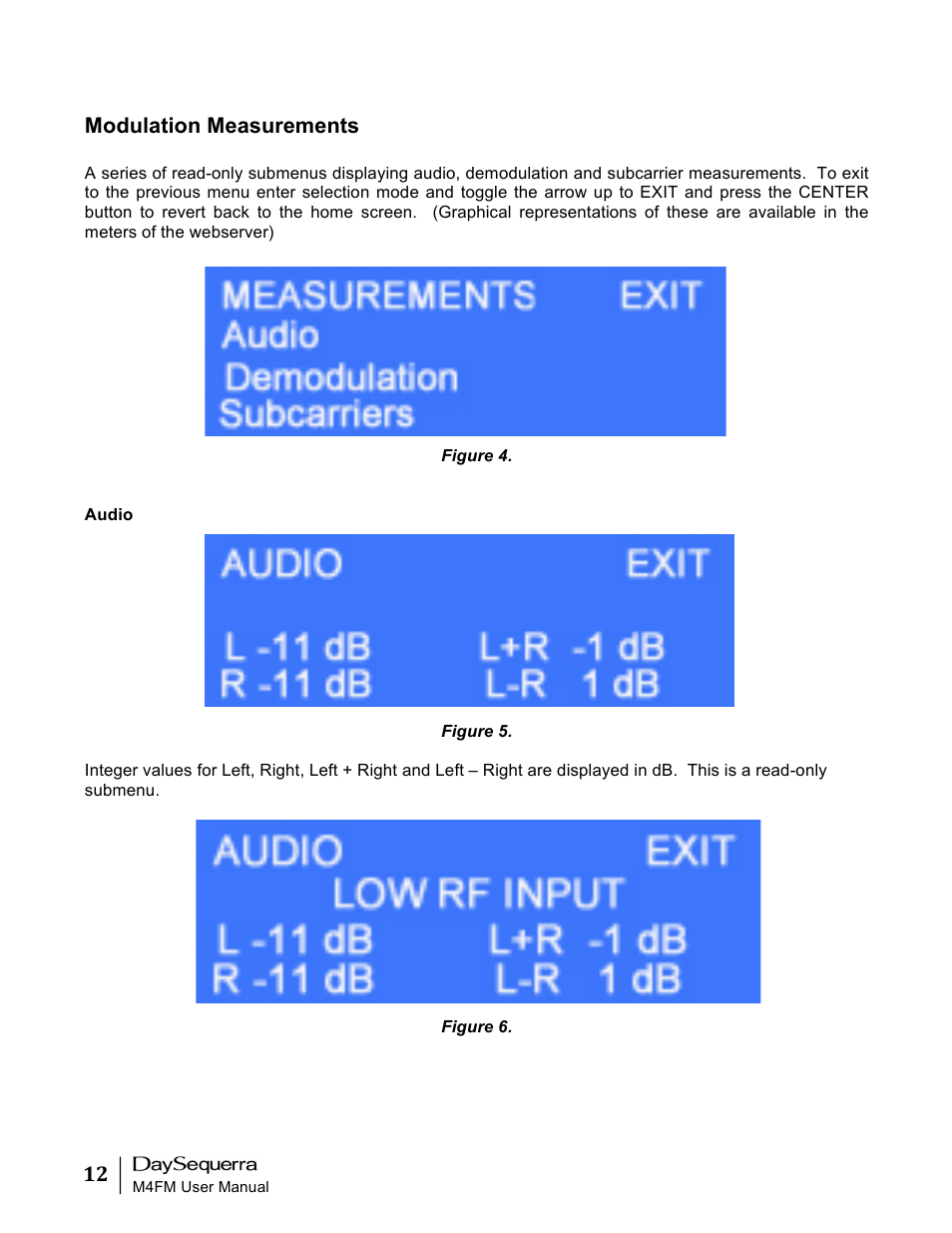 Modulation measurements | DaySequerra M4FM User Manual | Page 12 / 26