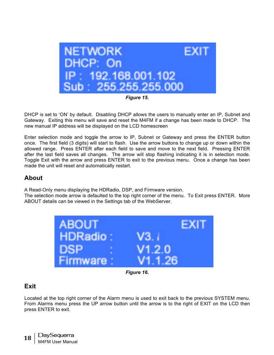 DaySequerra M4FM User Manual | Page 18 / 26